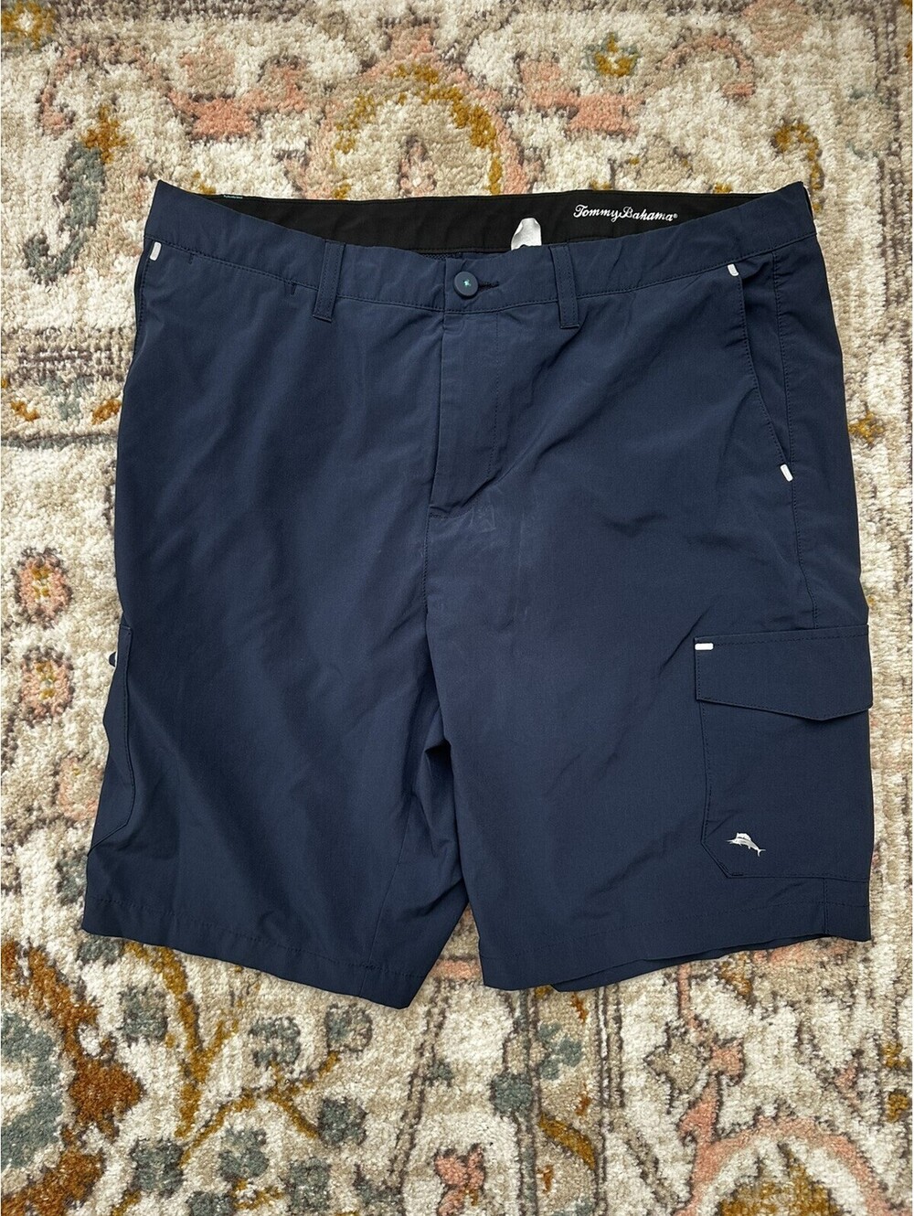 Tommy Bahama Shorts Mens 36 Navy Blue Cayman Isles Island Active Cargo 10"Inseam